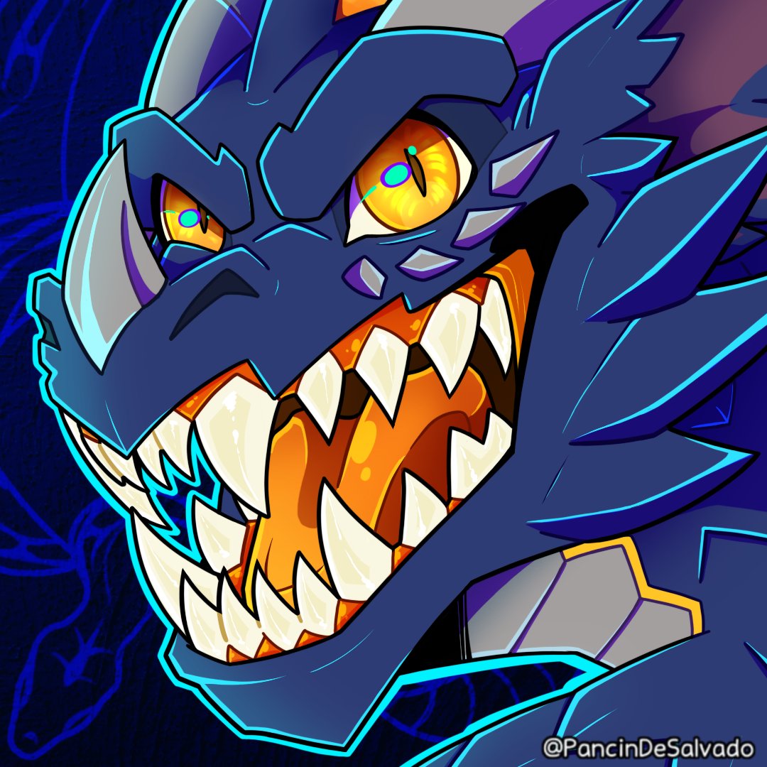 Headshot c0m for <a href="/CinderCollie/">Cinder Collie</a>  !
I really like how this toothy dragon turned out 💙

RETWEETS AND COMMENTS HIGHLY APPRECIATED!
DO NOT REUPLOAD/USE WITHOUT PERMISSION.