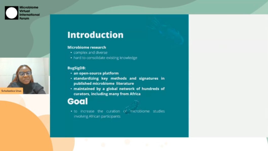 MicrobiomeVIF's tweet image. Scholastica Urua @dat_scholar at #MVIF.31🌏:
African microbiome data in #BugSigDB
x.com/dat_scholar/st…