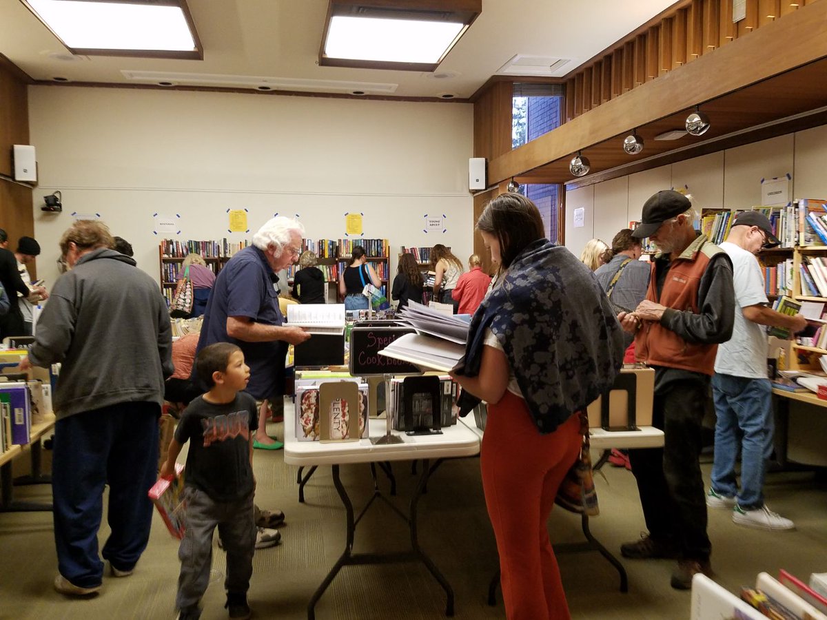 Library95472's tweet photo. The #FriendsofTheSebastopolLibrary are  running their book sale in the library's forum room &amp; lobby from now till 2pm on Sat Sept 21.  The start of the sale brought in a large crowd.  On Fri. Sept 20 the books will sell at half price &amp; on Sat. Sept 21 you can buy a bag for $5. https://t.co/yaSRnEoLjb