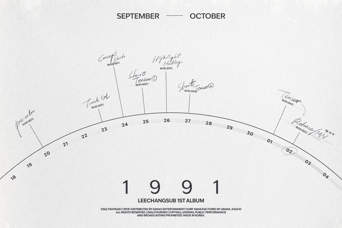 [#이창섭]
LEECHANGSUB 1ST ALBUM <1991>
SCHEDULER⏳

RELEASE 2024.10.02 18:00(KST)
#LEECHANGSUB #일구구일 #1991년