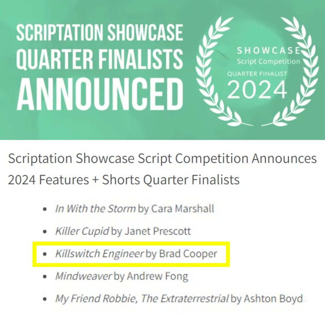 mvhacking's tweet image. Thank you @scriptation Showcase!
Congrats to the other #screenwriters!
#scriptation #scriptationshowcase #killswitchengineer