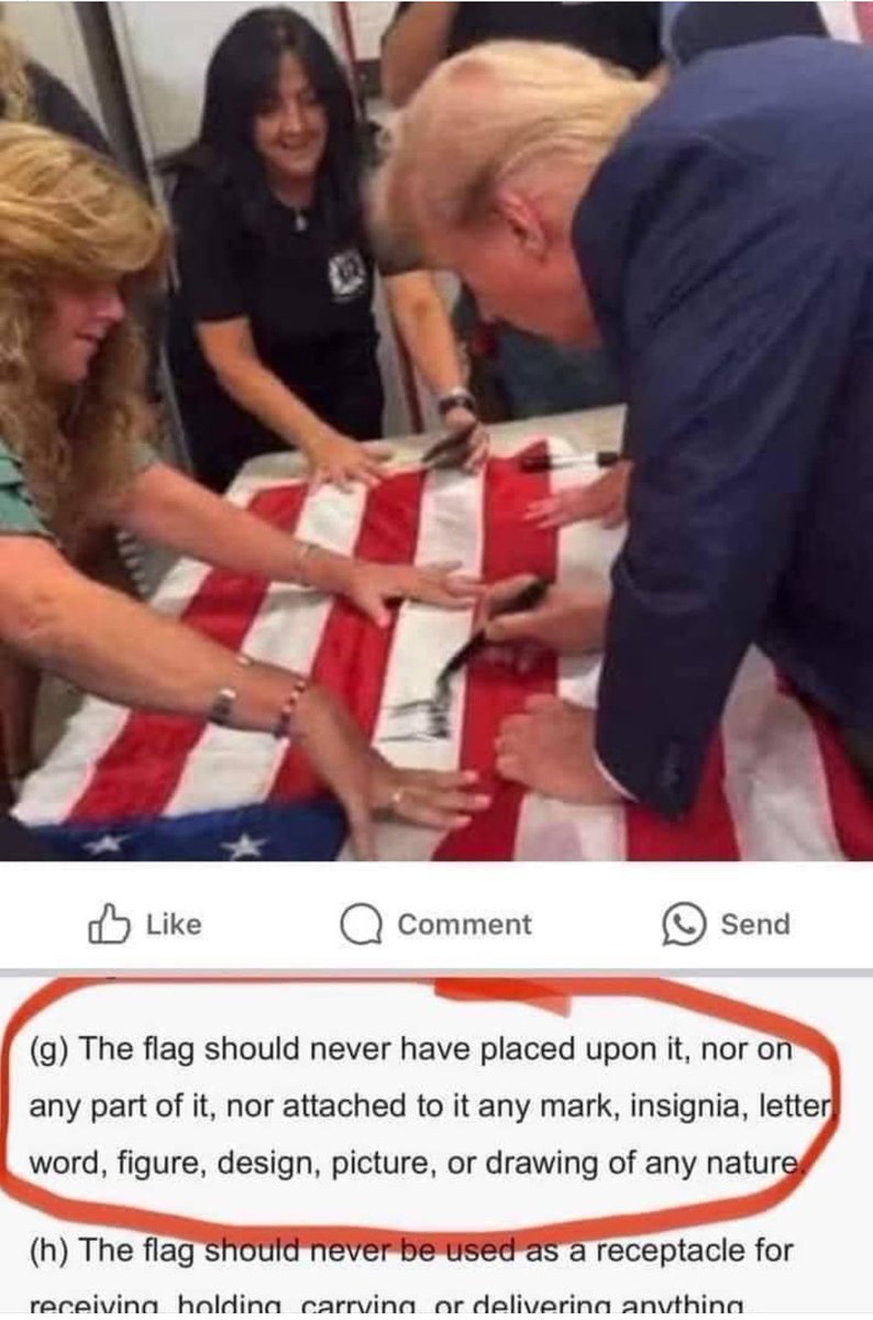 FreeRangeVideo's tweet image. I find it ironic that the people who are most likely to burn the flag are the most offended about Trump signing one.