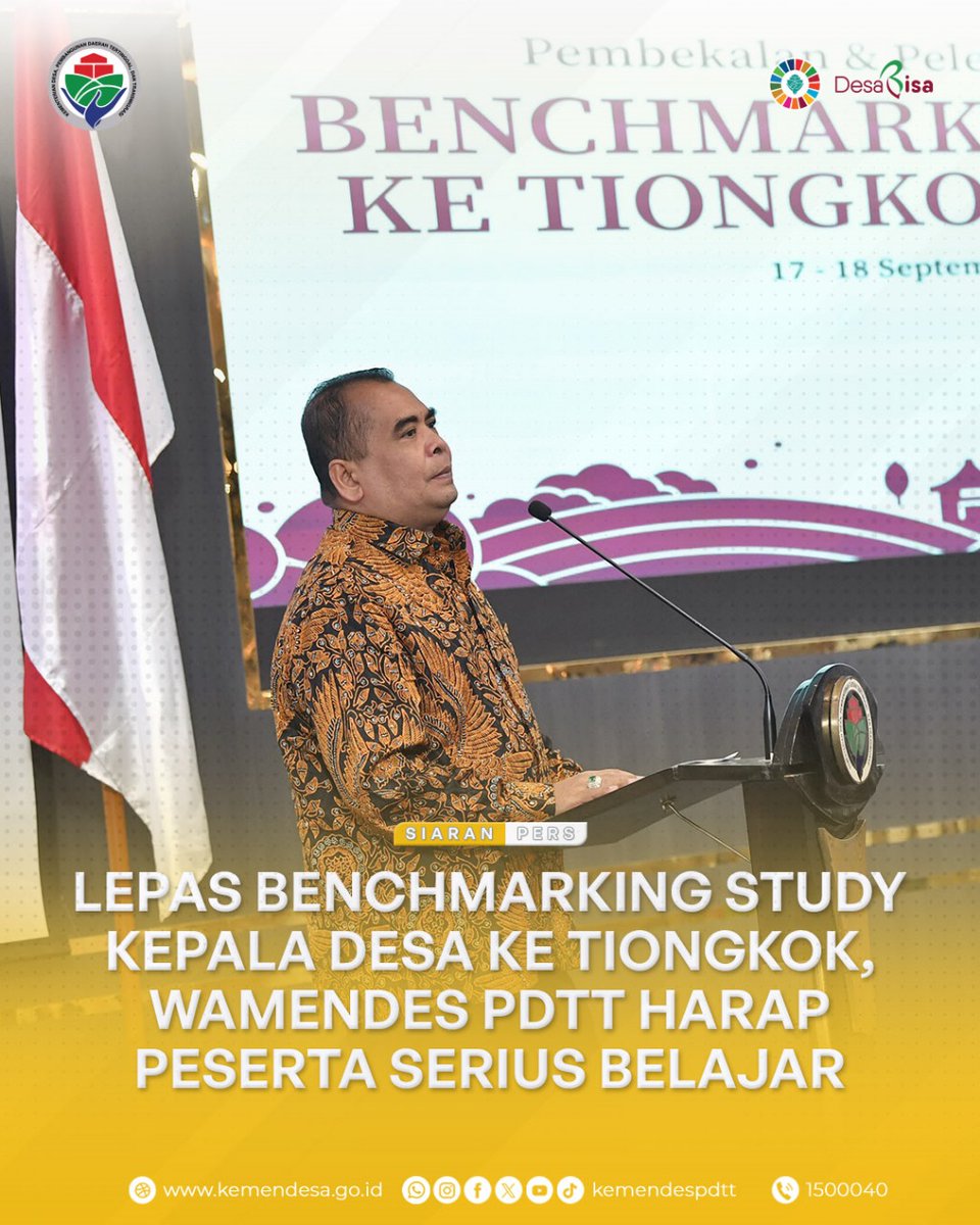 kemendespdt's tweet photo. Sebanyak tiga belas Kepala Desa (Kades) dari berbagai provinsi di Indonesia kembali diberengkatkan ke Tiongkok untuk melakukan Benchmarking Study.

#KemendesPDTT
#SDGsDesa
#DesaBisa
#MulaiDariDesa https://t.co/iyHmJErDEz