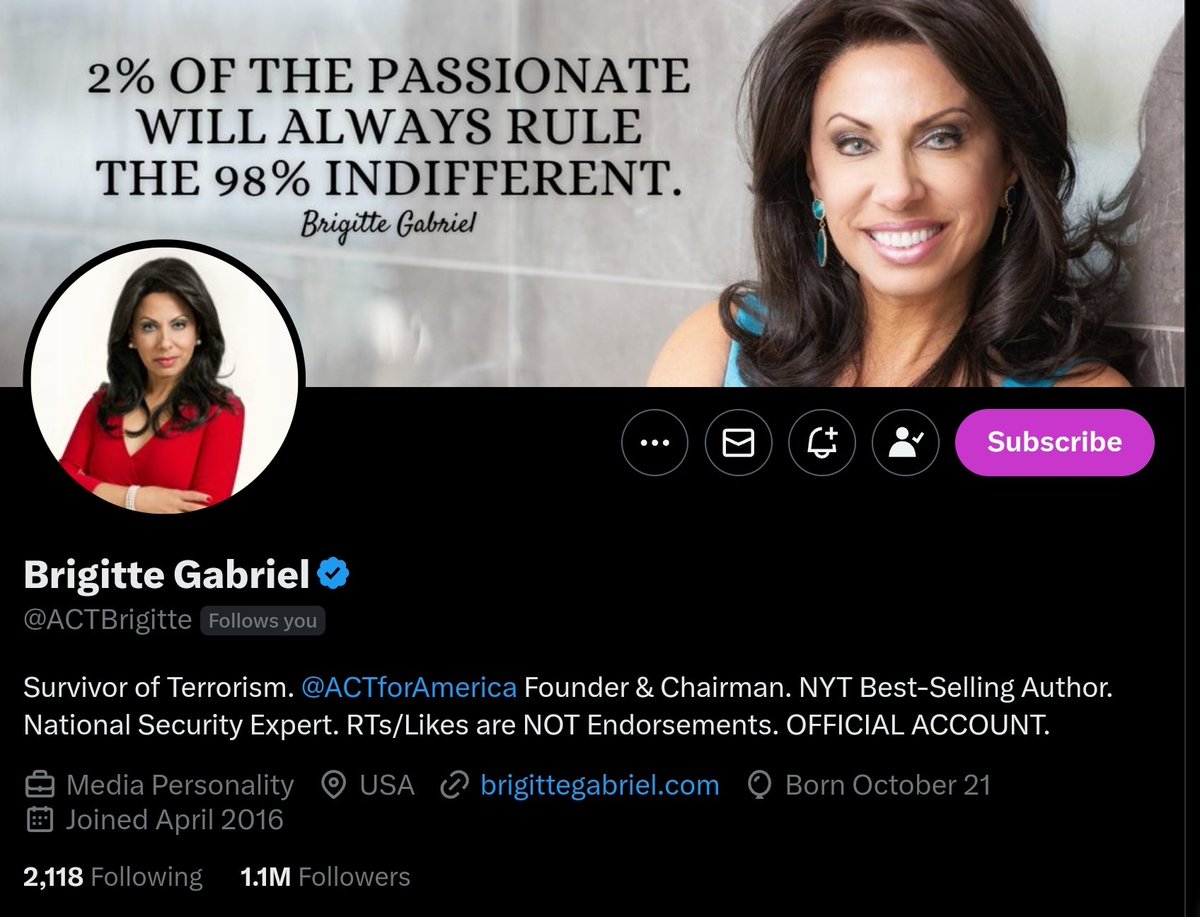 TaraBull (@tarabull808) on Twitter photo Brigitte Gabriel (<a href="/ACTBrigitte/">Brigitte Gabriel</a>) is a symbol of the debate on security and freedom of speech. Her life story, activism, and her very presence on X make her a focal point for discussions on what it means to be a survivor in today's politically charged atmosphere. Brigitte Gabriel (<a href="/ACTBrigitte/">Brigitte Gabriel</a>) is a symbol of the debate on security and freedom of speech. Her life story, activism, and her very presence on X make her a focal point for discussions on what it means to be a survivor in today's politically charged atmosphere.