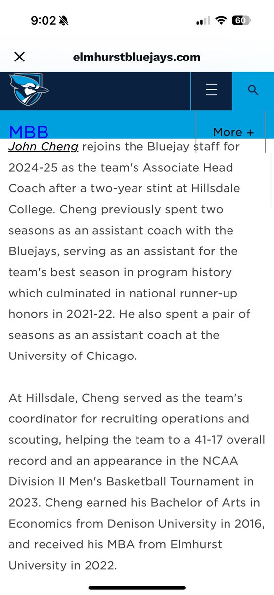 ICCPHOOPS's tweet photo. Congrats ICCP Alum, @JohnCheng357 being named Associate Head Coach at @elmhursthoops! John was conference MVP his senior year @ICCPHOOPS. He is a hard worker and high IQ hoops leader! Best of luck Bluejays!🏀👏 https://t.co/17sbmpjaZS