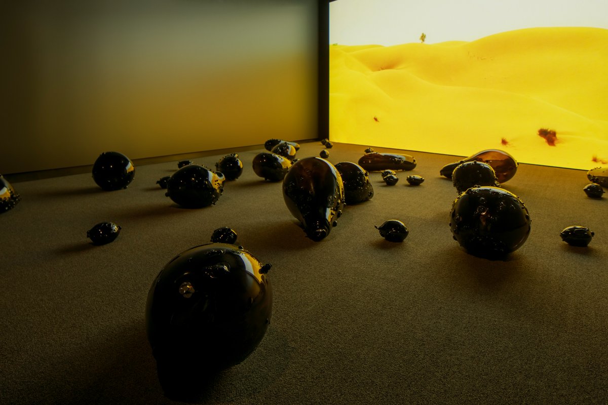 Now on view at #SCADMOA, Monira Al Qadiri’s “Holy Quarter.”
Image Credits: Monira Al Qadiri, “Holy Quarter,” 2020, 20 min. single-channel video and glass sculptures, dimensions variable.