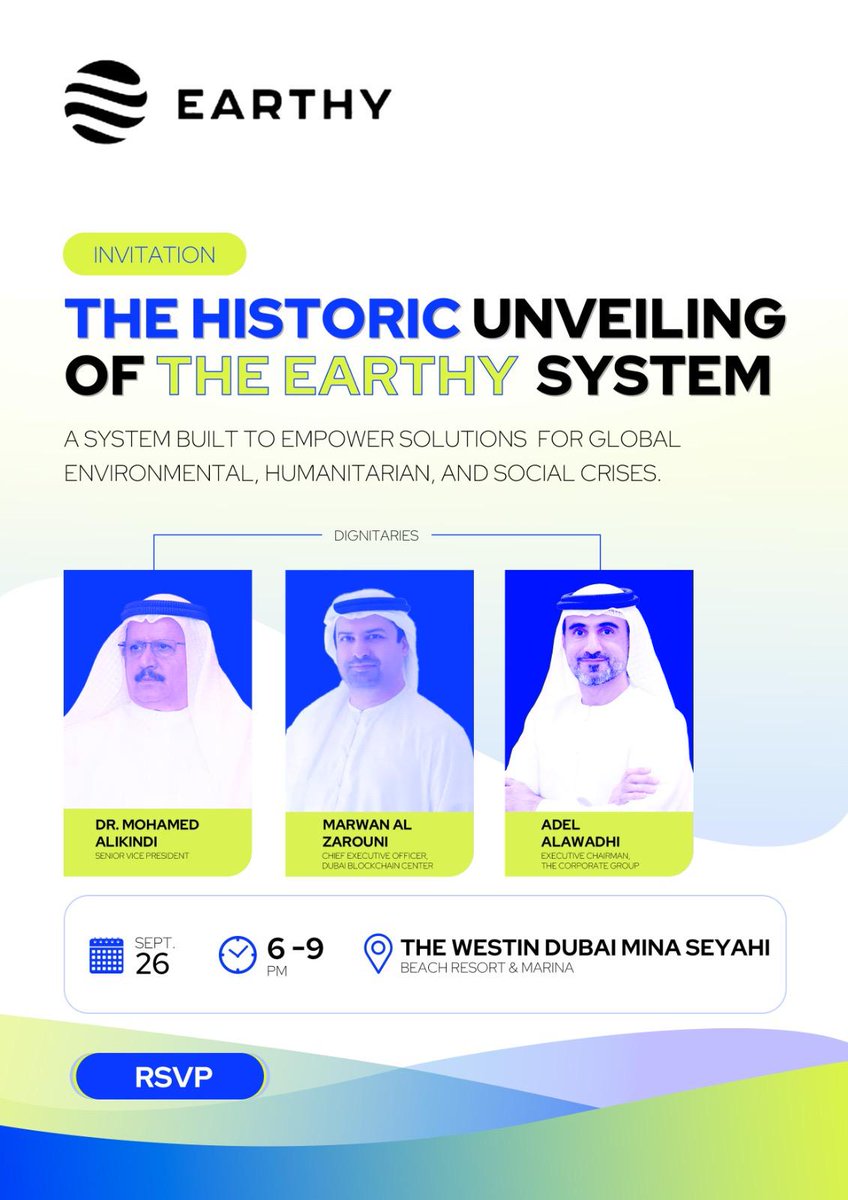 earthy_social's tweet image. 🌍 Join us in Dubai on September 26th for an investor dinner hosted by Sam Singer (Founder/CTO) and Daniel Round (CEO) as we unveil the Earthy system, empowering global solutions for environmental and social crises. 🌍 #Earthy #DubaiEvent #GlobalSolutions  #Sustainability