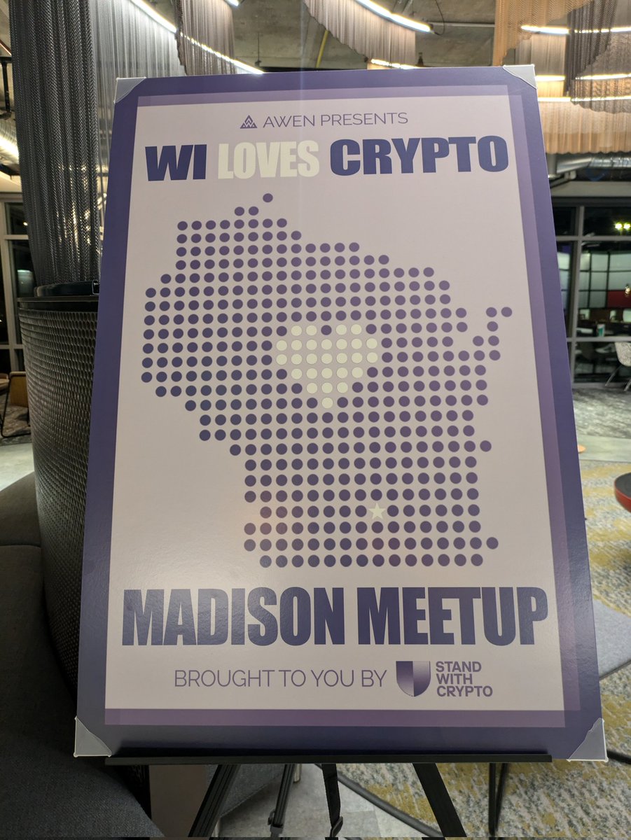 awen_online's tweet image. Tonight was a very successful Madison Crypto Meetup at @StartingBlockM thanks to @standwithcrypto 🪄✨

Madison is Wisconsin's Capitol and is the place where state legislation will be affected. It's a very strategic place for the future of Wisconsin crypto policy. ⚖️

It turns…