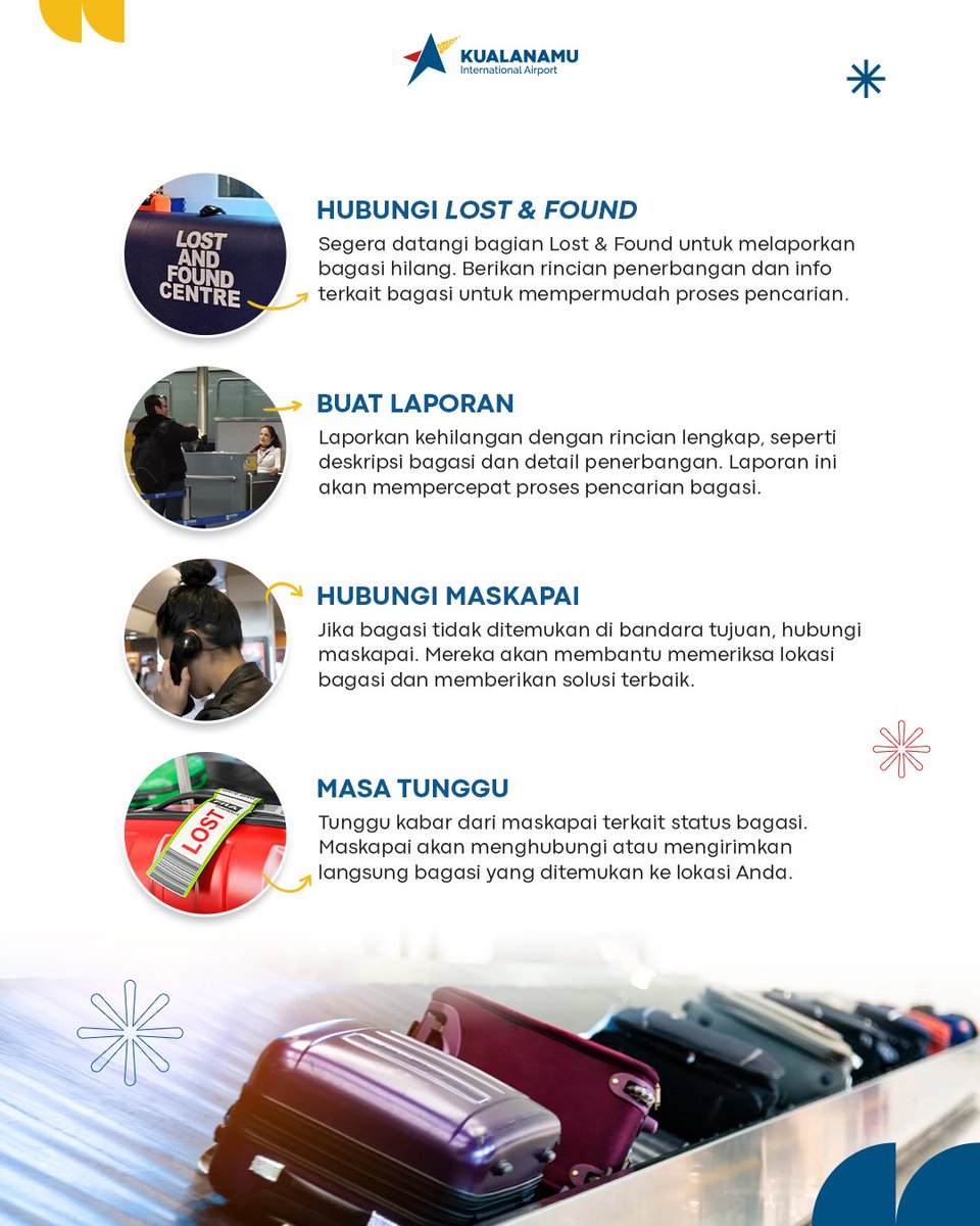 kno_airport's tweet image. Jangan khawatir! Ini sering terjadi di Bandara, terutama saat penerbangan padat. Berikut beberapa tips agar lebih mudah menemukan bagasi kamu ya #APFriends

#Kualanamu
#BandaraKualanamu
#KualanamuAirport