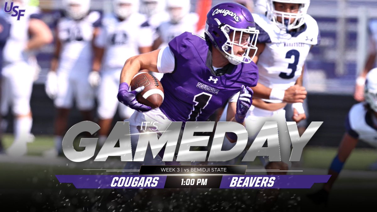 ‼️CALLING ALL OF COUGAR NATION‼️

📌Sioux Falls, SD
🏟️Bob Young Field
👕Red, White &amp; Blue
📊 usfcougars.com/sidearmstats/f…
📺 nsicnetwork.com/usfcougars/
📻 kwsn.com

#CooFalls | #WinnersWin