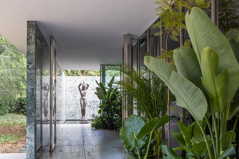 mies van der rohe's #barcelona pavilion blooms with tropical intervention by @brazilian artist caio reisewitz 🪴 designboom.com/art/caio-reise…