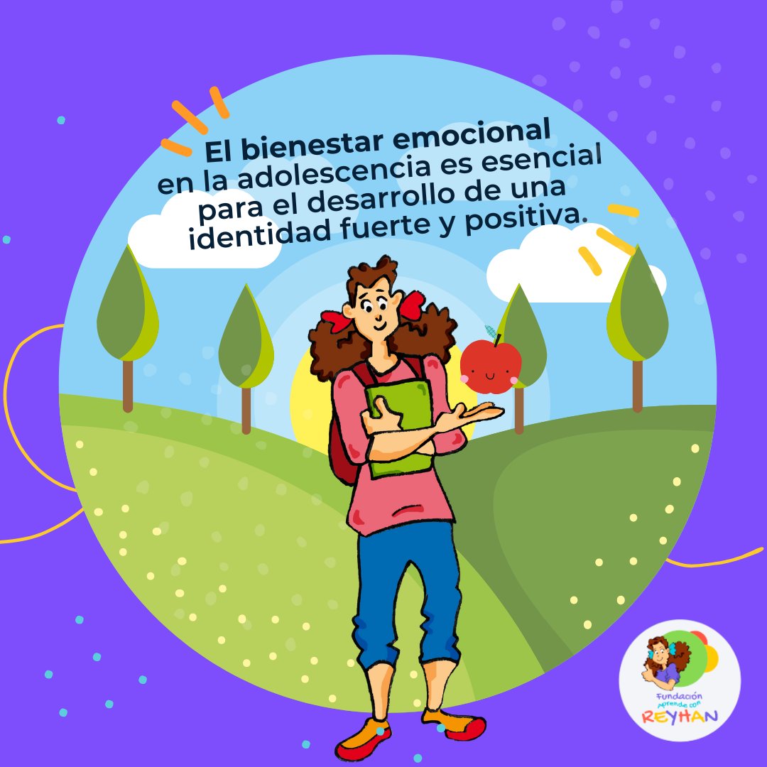 ✨ El #bienestaremocional en la adolescencia es clave ✨ 
Cuidar la #saludemocional en este proceso no solo ayuda a formar una #autoestima equilibrada, sino también a enfrentar las situaciones difíciles de manera más #saludable.
#Adolescentes #FundaciónAprendeConReyhan 💜