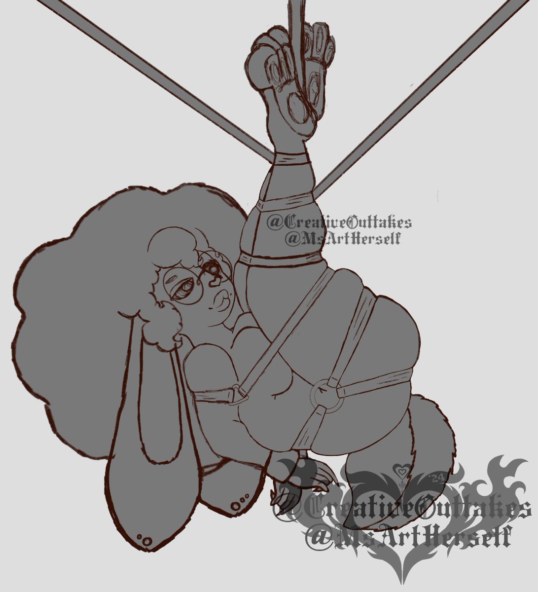creativeintakes's tweet photo. Starting late but we starting anyways!!! Day 1: Suspension Play!! #juicetober2024 #kinktober (dont worry for next months art prompt im coloring them! https://t.co/uvafxJHhCC