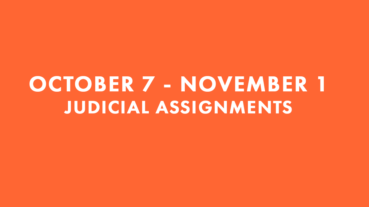 Massachusetts Judicial Assignments for Superior Court, Boston Municipal Court and Regions 1-6 are now posted for October 7 - November 1.  bit.ly/4584Gs9