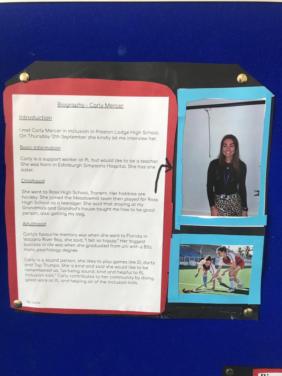 One of our students interviewed Carly, one of our Inclusion staff members as part of a project in his home room class. The work was showcased last night and we are so proud of it! #ProudtobePL❤️🖤