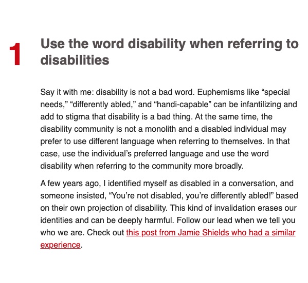 Better Allies® (@betterallies) on Twitter photo "Disability is not a bad word." - Tiffany Yu
Many thanks to <a href="/imtiffanyyu/">Tiffany Yu (she/her)</a> for guest authoring the 5 Ally Actions newsletter on September 27 2024.
Read all 5 of Tiffany's tips for #BetterAllies at mailchi.mp/b666da9e620f/5… "Disability is not a bad word." - Tiffany Yu
Many thanks to <a href="/imtiffanyyu/">Tiffany Yu (she/her)</a> for guest authoring the 5 Ally Actions newsletter on September 27 2024.
Read all 5 of Tiffany's tips for #BetterAllies at mailchi.mp/b666da9e620f/5…