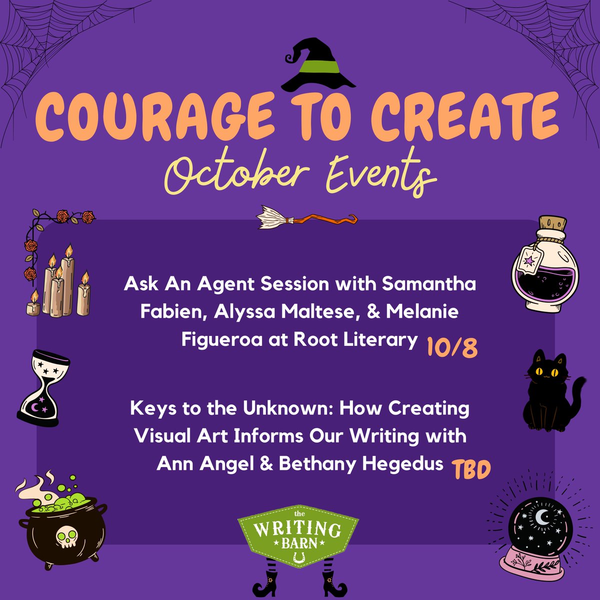 We have some real treats for you this month!🍭

Don't miss the returns of our previously sold out Canva for Authors class or our popular Pitch &amp; Play event.

Sign up here: tinyurl.com/2e2yw749

And to register for our exciting CTC events, join here: tinyurl.com/rauyy9zy