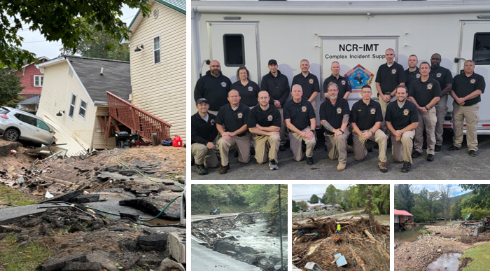 PWCPolice's tweet photo. #PWCPD SGT Leonard has returned from deployment of Southern VA for #HurricaneHelene with the National Capital Region Incident Management Team. We wish safety to all who are continuing to assist with transitioning efforts & send our strength to the communities. #StandingWithYou https://t.co/UsVjFguxYF