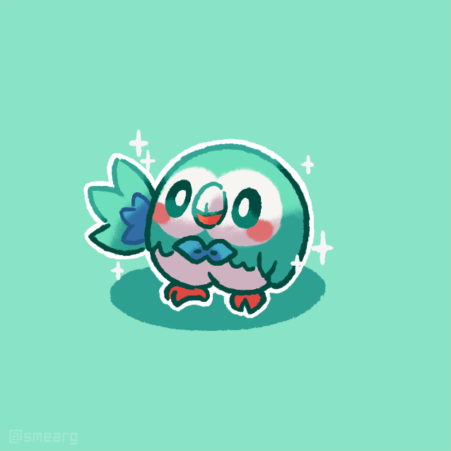 smearg's tweet photo. cute lil rowlet 🦉🍃💖 https://t.co/OytvyV9p3x