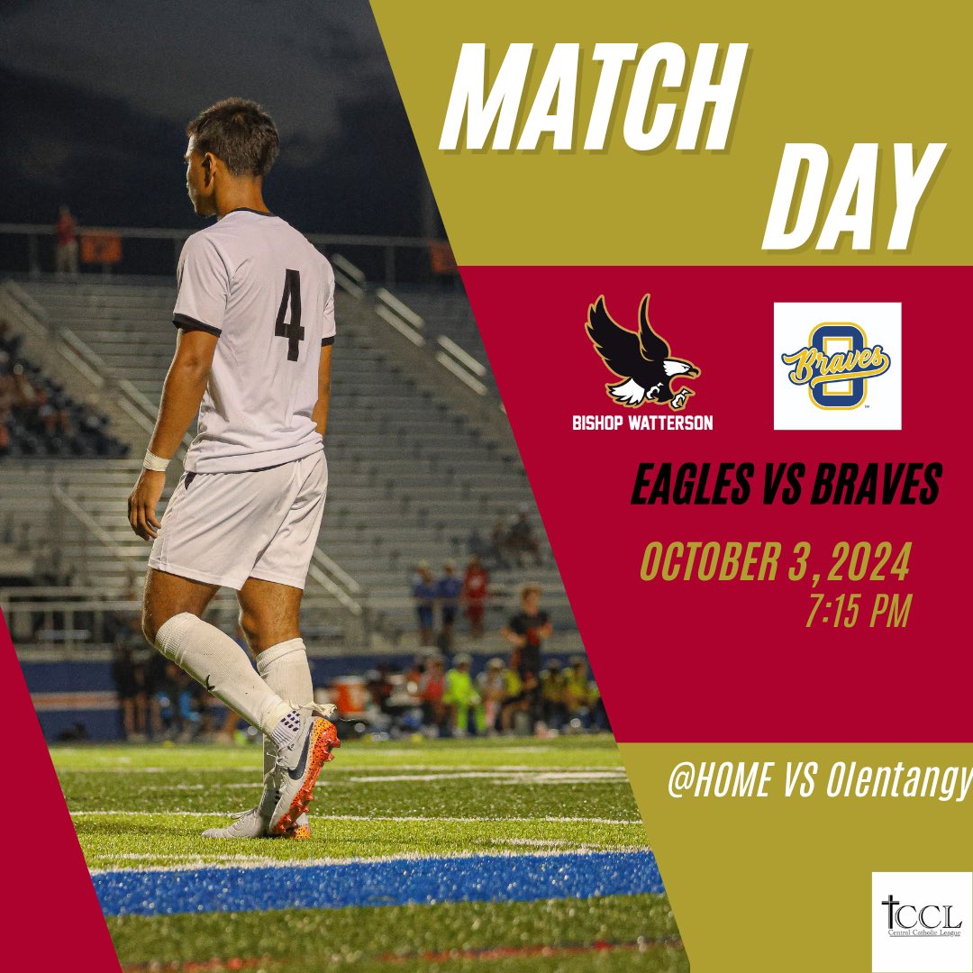 Game Day! 
Let's go⚽️🦅
🗓️10/3/2024
⏰JV 5:30
⏰V 7:15
📍BWHS 
🆚 <a href="/Braves_Soccer/">Olentangy Braves Soccer</a> 
#WE #Watterson