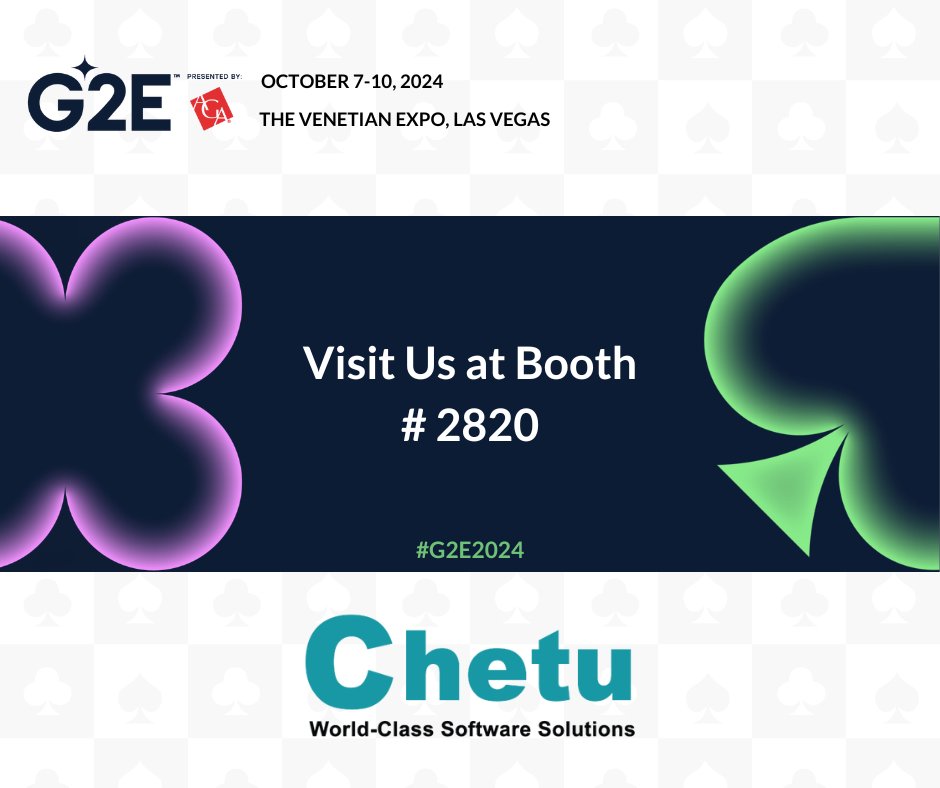 Chetu (@chetuinc) on Twitter photo Chetu will be at <a href="/G2Eshows/">Global Gaming Expo</a> in Las Vegas, NV! Visit Booth #2820 to connect with our experts on how our advanced AI-powered #GamingSolutions, Progressive Slots, and Fish Table Gaming can transform your customers’ experience. Learn more today at bit.ly/4dFrWSQ.
#G2E2024 Chetu will be at <a href="/G2Eshows/">Global Gaming Expo</a> in Las Vegas, NV! Visit Booth #2820 to connect with our experts on how our advanced AI-powered #GamingSolutions, Progressive Slots, and Fish Table Gaming can transform your customers’ experience. Learn more today at bit.ly/4dFrWSQ.
#G2E2024