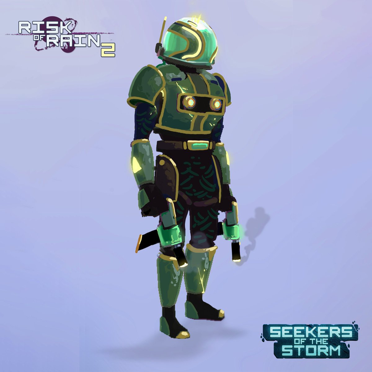 RiskofRain's tweet photo. Enjoy a look at some exclusive concept art for Commando's brand new Helot skin from the Seekers of the Storm expansion.

How many of the new skins have you been able to unlock? https://t.co/4ablFiNQAR
