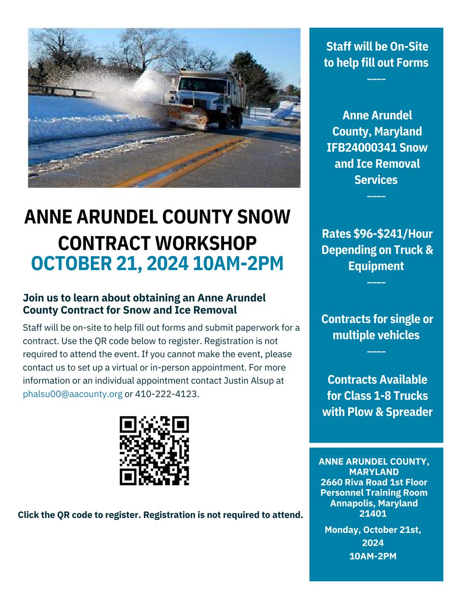 AACOPURCHASING's tweet photo. Snow Workshop for Vendors, October 21st, 2024. Email phalsu00@aacounty.org for details. https://t.co/tK8OGhZaIT