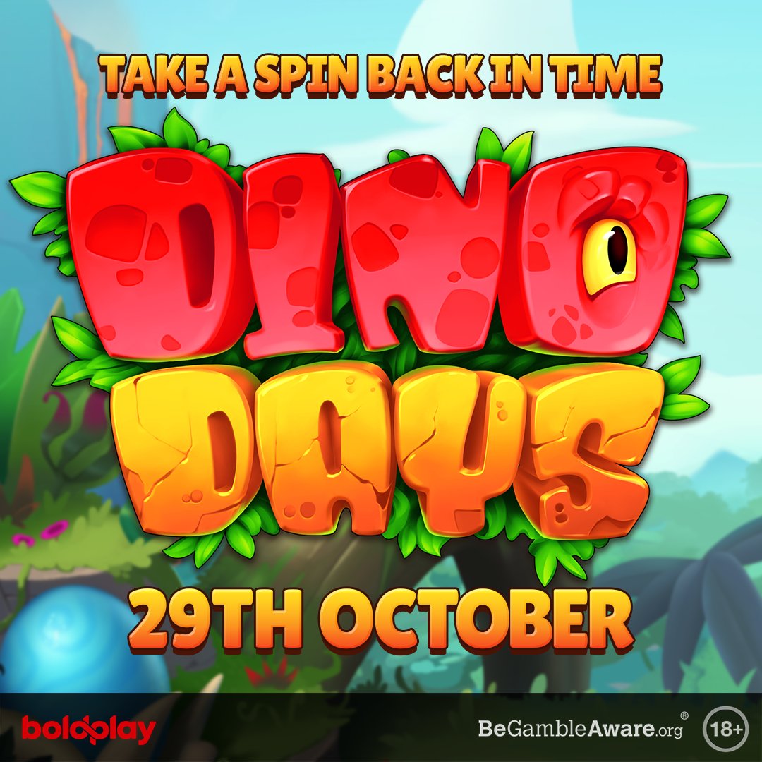 BoldplayGames's tweet photo. Take a spin back in time, Dino Days is on the way! We can't wait for players to sink their teeth into the ferocious features, prehistoric prizes, and dino-sized payouts. 

Dino Days roars in to casinos on October 29th! https://t.co/VziUfeCV3k