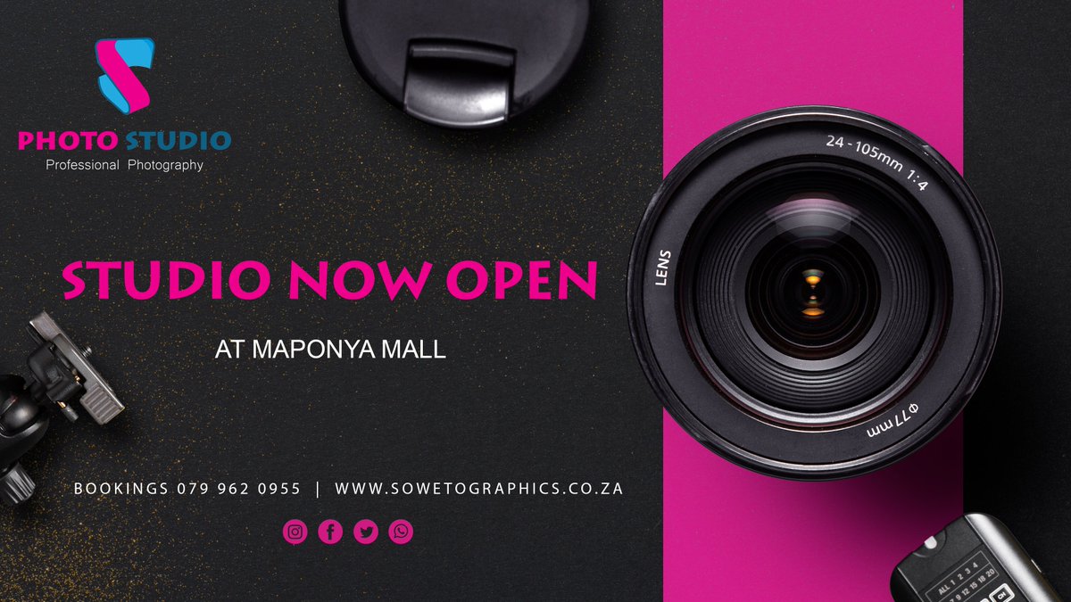 SowetoGraphics's tweet image. 📸✨ Soweto Graphics Photography Studio is NOW OPEN! ✨📸

Come visit our studio at Light Business Hub, Maponya Mall (1st Floor). Book your session today by: 📲 WhatsApp: 079 962 0955

🌐 Website: sowetographics.co.za
Or simply walk in and let’s get started!