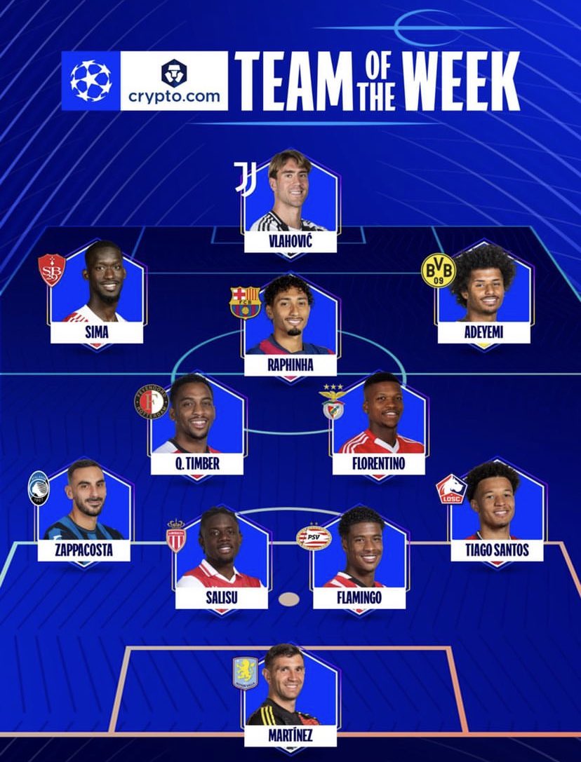FranceBvb's tweet photo. 🏆L’équipe type de la J2 en Champions League avec Karim Adeyemi !

#BVB l #UCL l #BVBCEL l #Adeyemi https://t.co/j2arhaMvTE