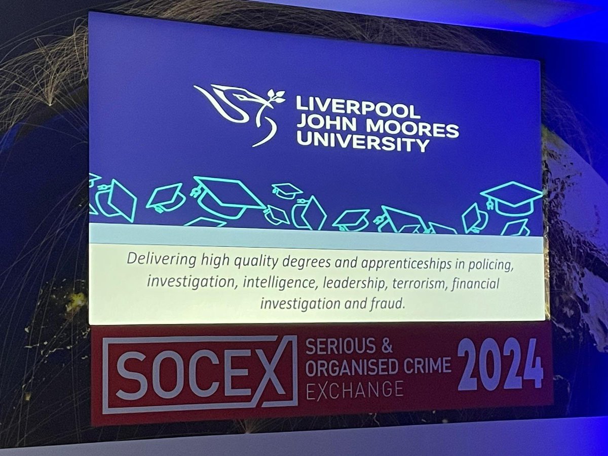 Nice to see LJMU effectively sponsoring my sister speaking on main stage at the Serious and Organised Crime National Conference &amp; where it all began for her  peaking in on side as LJMU Alumni as she talks about her research &amp; leadership on serious &amp; organised crime! <a href="/LJMUpolicing/">LJMU Policing</a>