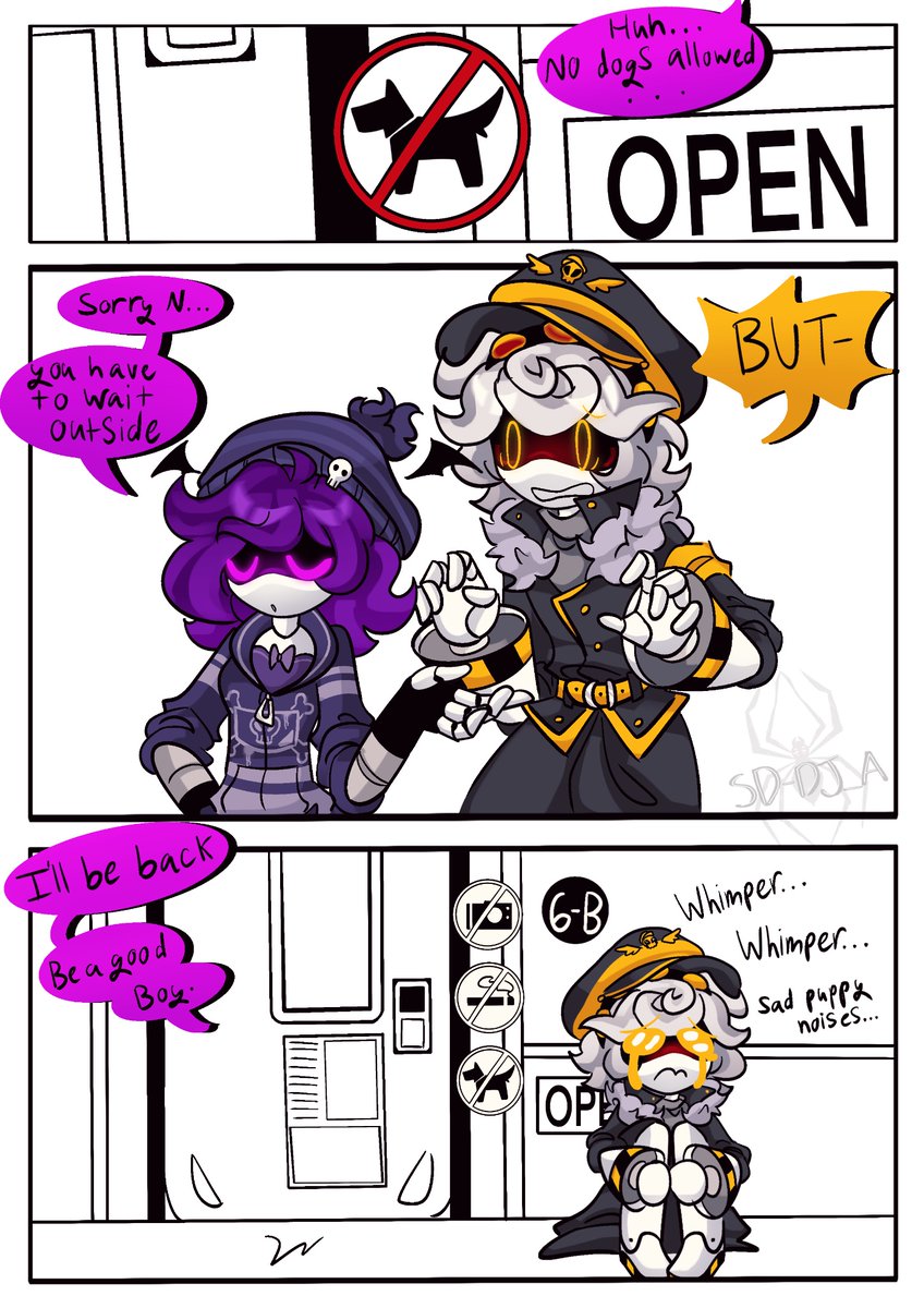 No dogs allowed 😔

#murderdrones #SDN #SerialDesignationN #Uzi #UziDoorman #nuzi #nxuzi