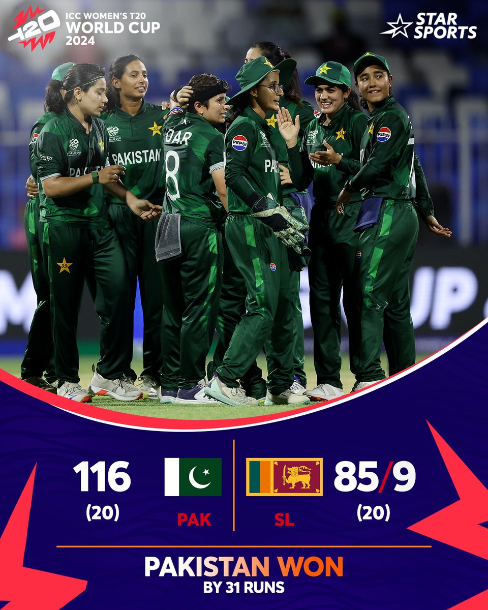 StarSportsIndia's tweet photo. What a fantastic game! 💚

#Pakistan is off to a winning start in the #WomensWorldCuponStar! 🙌
#PAKSL https://t.co/pRiD8kitUe