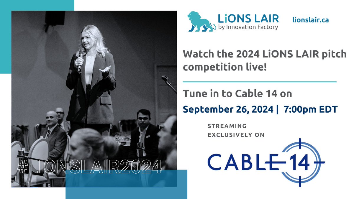 The stage is set for <a href="/iF_hamont/">Innovation Factory</a> #LiONSLAIR2024! 🎤✨

Set reminders for Sept 26, at 7:00 pm EDT on Cable 14 Hamilton to watch as 10 startups pitch their solutions and to see the future of tech unfold.

📺 Tune in and watch all the exciting moments: loom.ly/ujZ8CGc