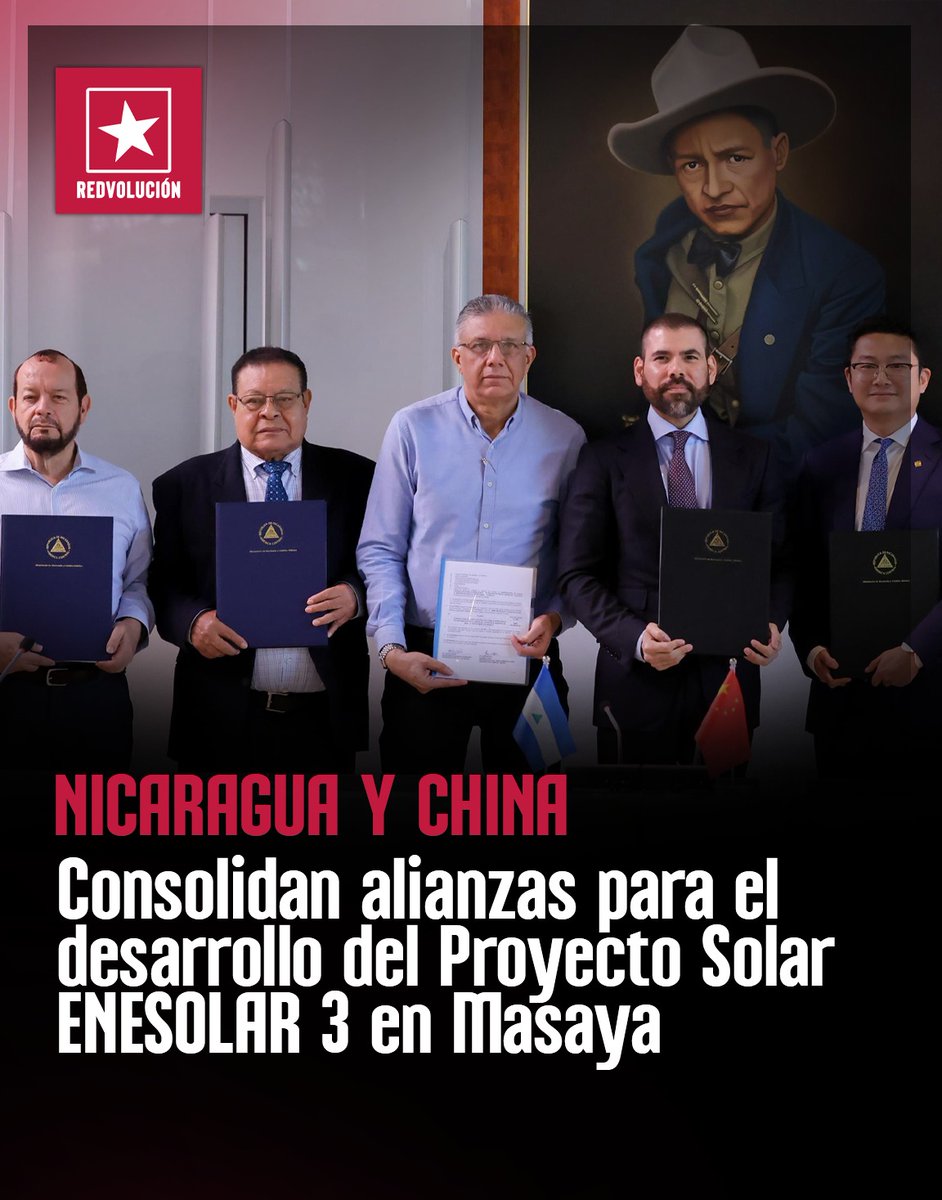 🤝🇨🇳 || #Nicaragua y #China firman contratos para el Proyecto Solar ENESOLAR 3 en Masaya. 🔴⚫️