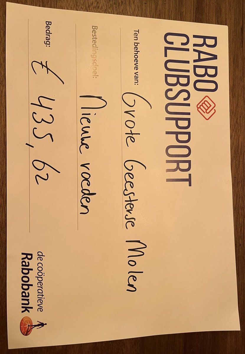 Hartelijk dank aan iedereen die op ons gestemd heeft 🙏🏼

#raboclubsupport #geesteren #ggm #grotegeestersemolen #geestersemolen