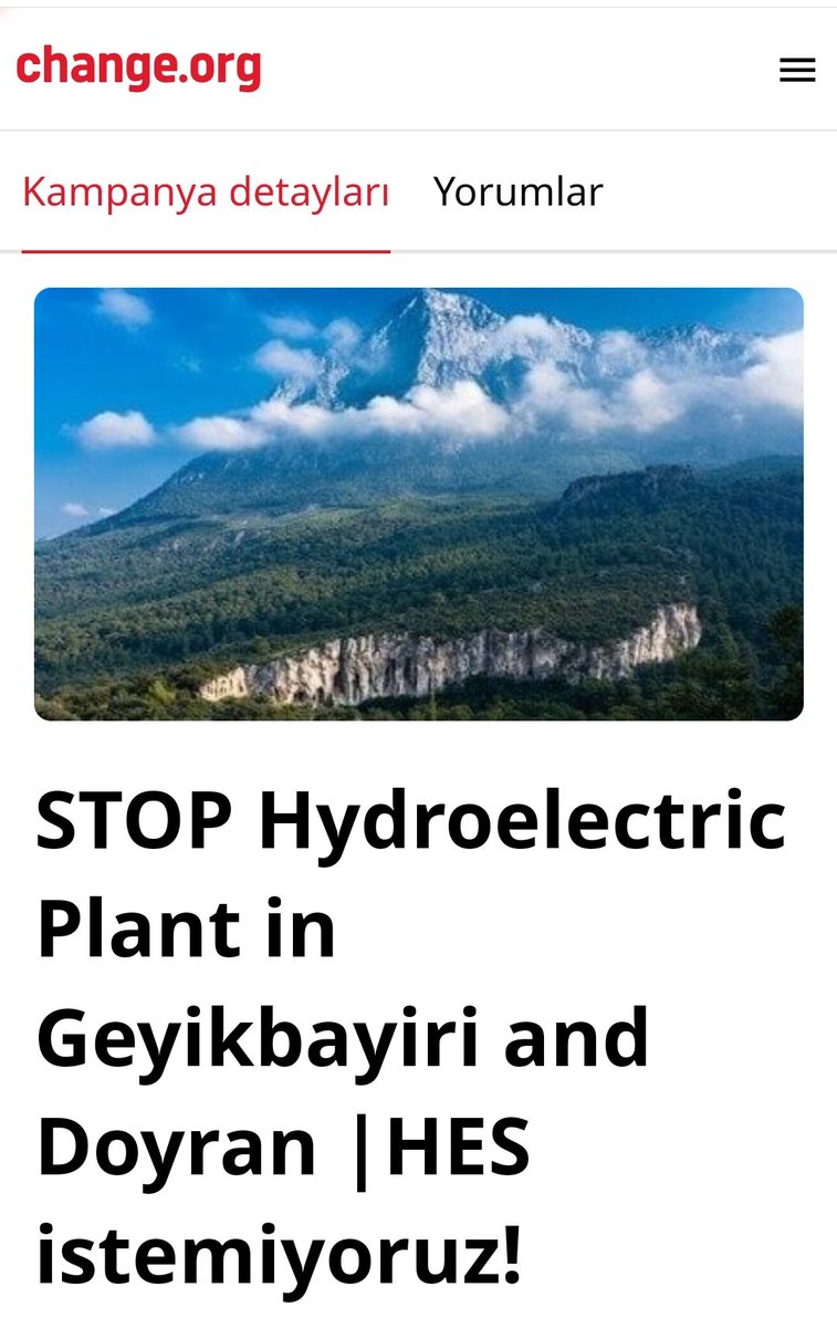 Tüm doğa severler ve halkın tüm kesimleri olarak bu bölgede HES istemediğimizi yüksek bir sesle duyurmalıyız. Projenin iptali için LÜTFEN İMZALAYIN VE ÇEVRENİZDEKİ HERKESLE PAYLAŞIN.
change.org/p/stop-hydroel…