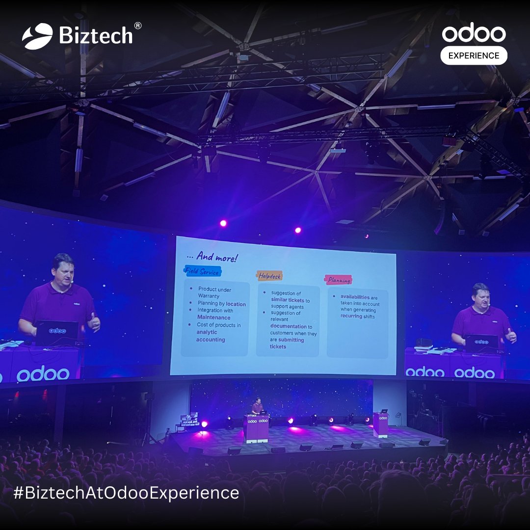 biztechcs's tweet image. #Odoo18 launched at #OdooExperience2024 with game-changing features:
✨ Revamped mobile UI
🏢 Easy company switching
📊 Project Top Bar
🏭 Enhanced manufacturing
🛒 Fast barcode scanning
Excited to help our clients leverage these innovations! Let&apos;s discuss. #BiztechCS