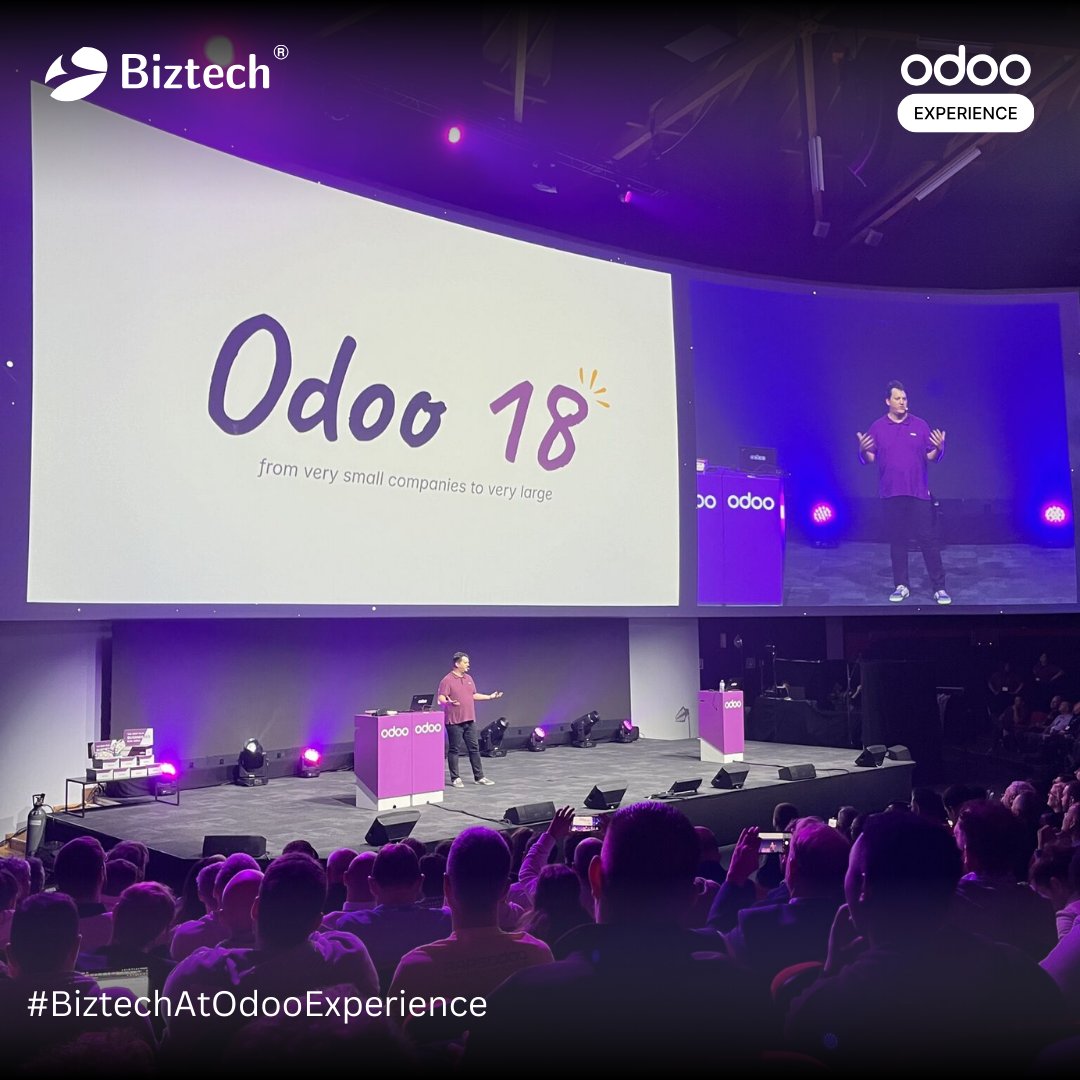 biztechcs's tweet image. #Odoo18 launched at #OdooExperience2024 with game-changing features:
✨ Revamped mobile UI
🏢 Easy company switching
📊 Project Top Bar
🏭 Enhanced manufacturing
🛒 Fast barcode scanning
Excited to help our clients leverage these innovations! Let&apos;s discuss. #BiztechCS