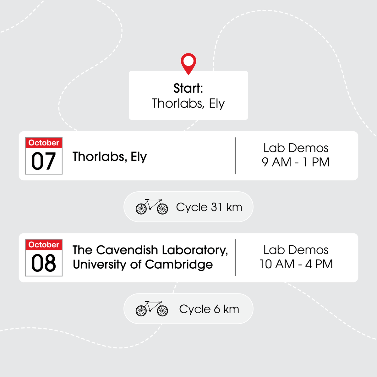 Thorlabs's tweet photo. The Thorlabs Mobile Photonics Lab Bike is hitting the road! Join us October 7-11 as we travel to the UK to tour Ely and Cambridge to teach about the science of light.
Visit https://t.co/bdzrCgfagu to learn more!
#ThorlabsMobileLab #ThorlabsLearning #photonics #optics #Thorlabs https://t.co/rC94v7wIsR