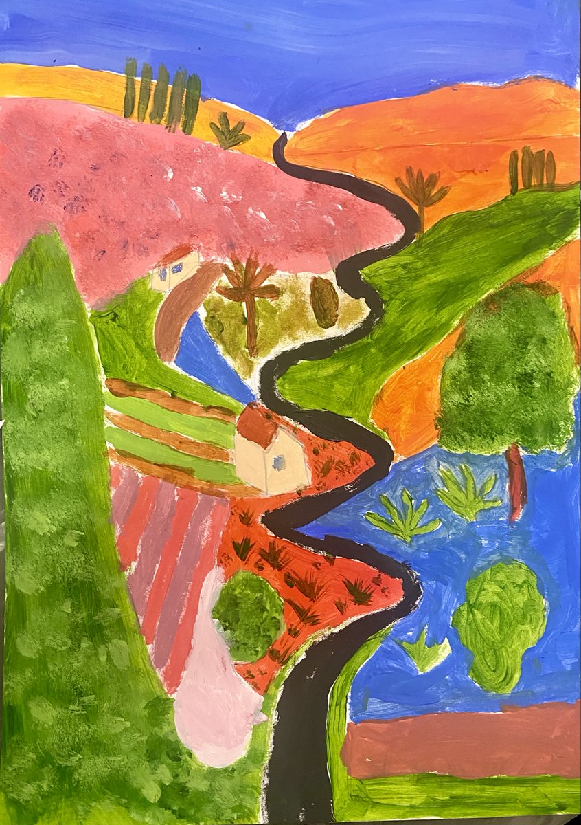 Our Little Big Art Club have been learning about colour mixing and acrylic painting techniques, as they looked at David Hockney's “Nichols Canyon” and were guided in a step by step process to create their own version of this work of art.