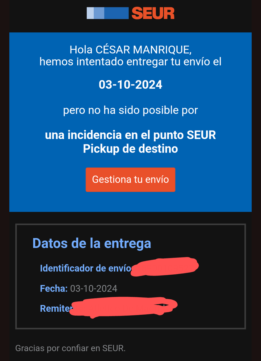 manriquecm's tweet photo. Tiene que ser una especie de broma de mal gusto no @SEUR_responde  @SEUR? https://t.co/c9mFMnQN0T