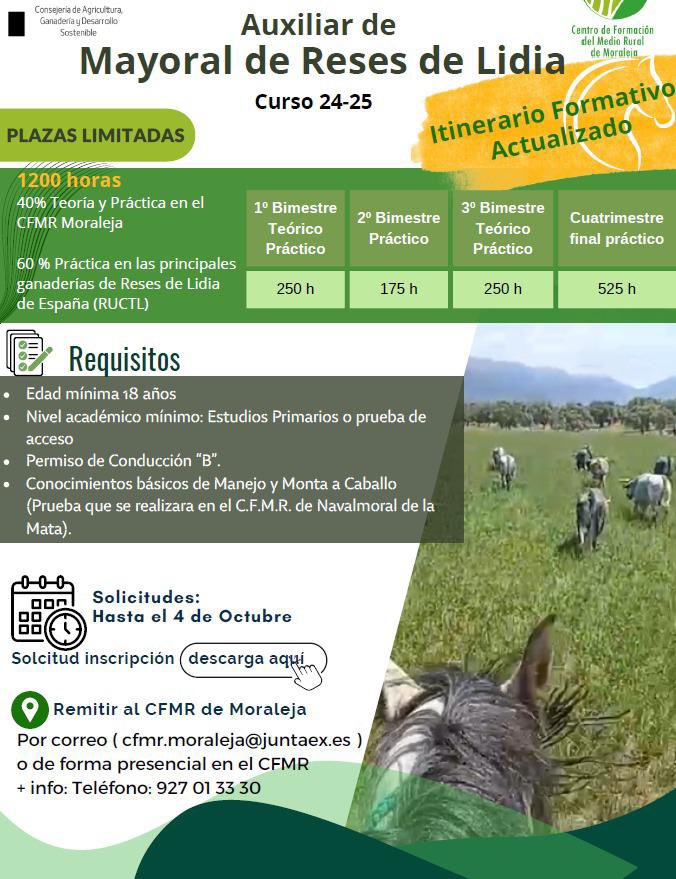 Toroslidia's tweet photo. ��️ÚLTIMA LLAMADA 

Os recordamos que mañana, viernes 4 de octubre, termina el plazo para inscribirse en el curso de Auxiliar de Reses de Lidia que organiza el Centro de Formación de Moraleja (Cáceres). 

¡No te quedes sin tu plaza! 👇🏻 https://t.co/F0XrSDkhta