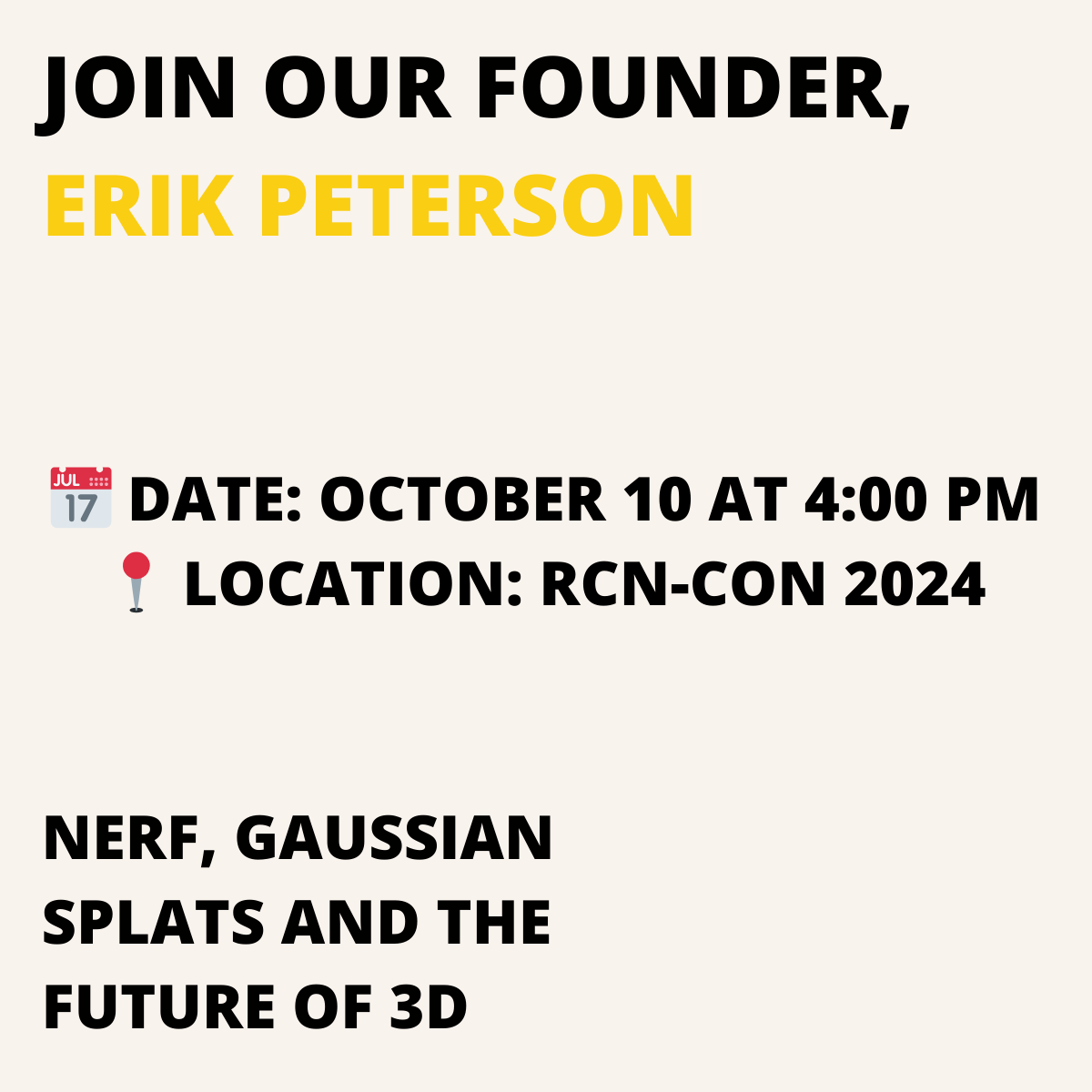 Attending R-Con 2024 in Boise this year? Join our Founder <a href="/erikdpeterson/">erikdpeterson</a>  for his talk about NeRFs, Gaussian Splats and the Future of 3D on October 10th at 4:00.