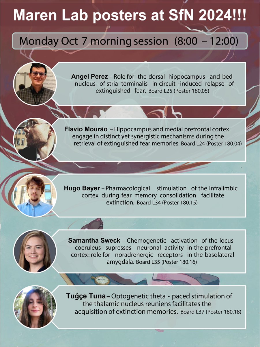 Heading to Chicago for #SfN24 ?  Come check out the awesome stuff happening in the lab!  It is bright and early on Monday morning, so don't stay out too late :)