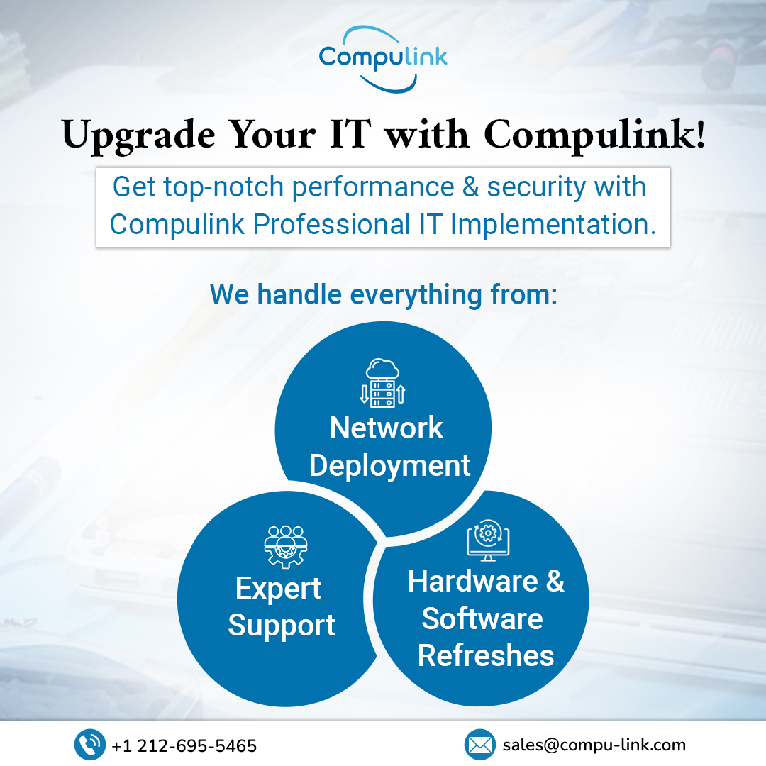 CompulinkTech's tweet image. 🚀 Optimize Your IT with Compulink! 🌐
Achieve top-notch performance and security with our Professional IT Implementation. We handle everything
For more info, visit: compu-link.com/professional-i…
#Compulink #ITSolutions #NetworkDeployment #TechSupport #BusinessEfficiency