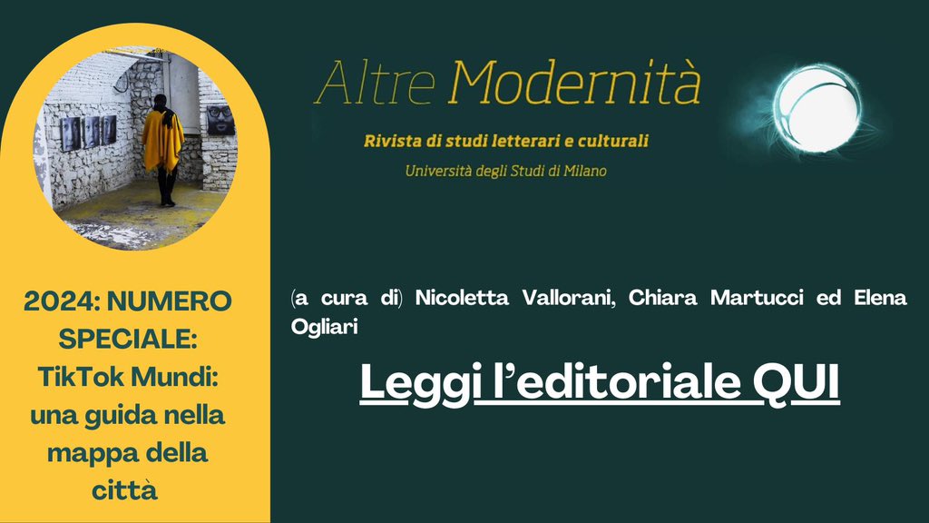 riviste.unimi.it/index.php/AMon…

#numerospeciale #altremodernità #rivistadistudiletterarieculturali #milanouniversitypress #universitadeglistudidimilano #unimi