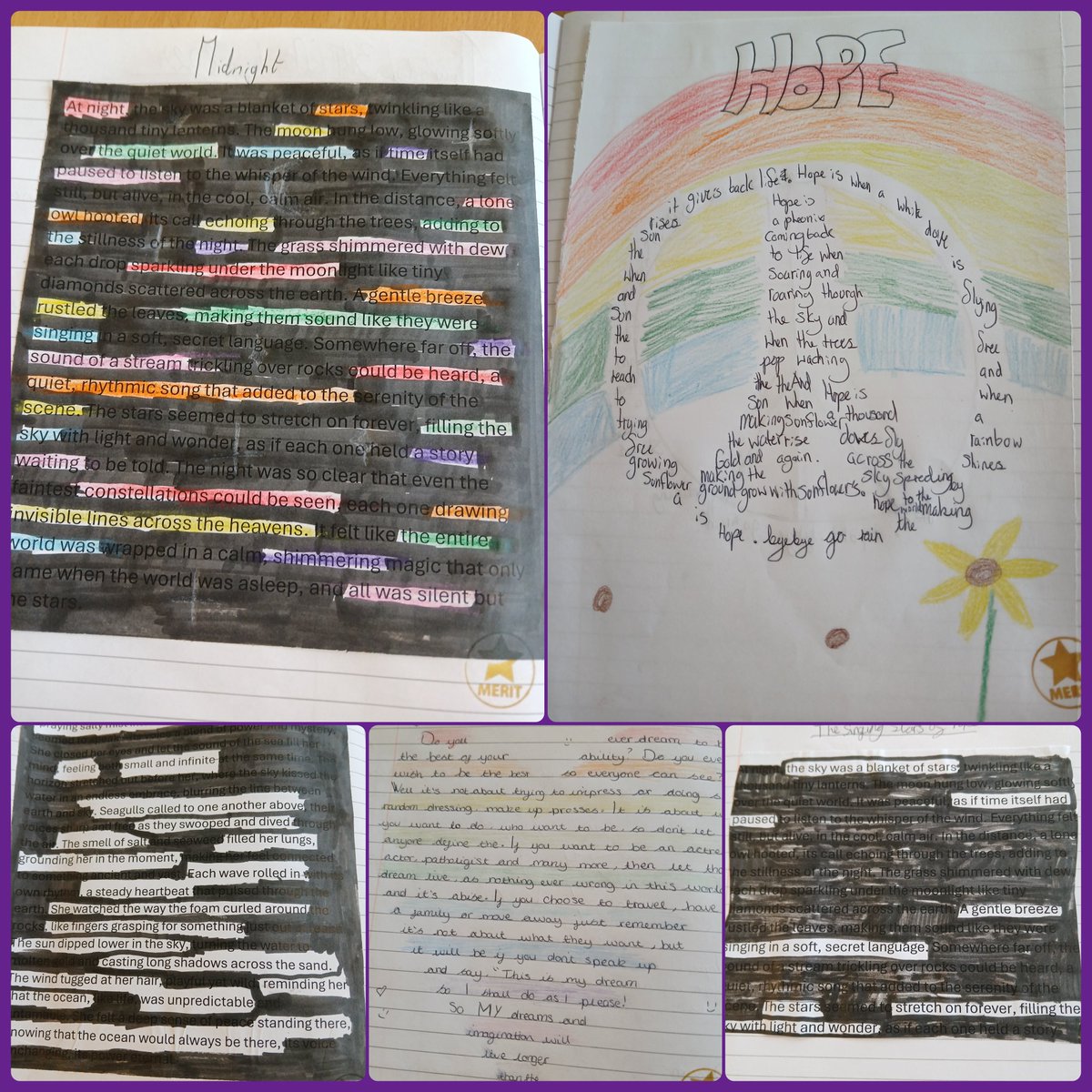 LibraryPCS's tweet image. Today is #NationalPoetryDay2024 a day to make, experience and share poetry. Today some of our Y7s have been creating their own poetry based on their hopes and dreams work in English. What a creative bunch! #successfullearners #poetry #NationalPoetryDay2024