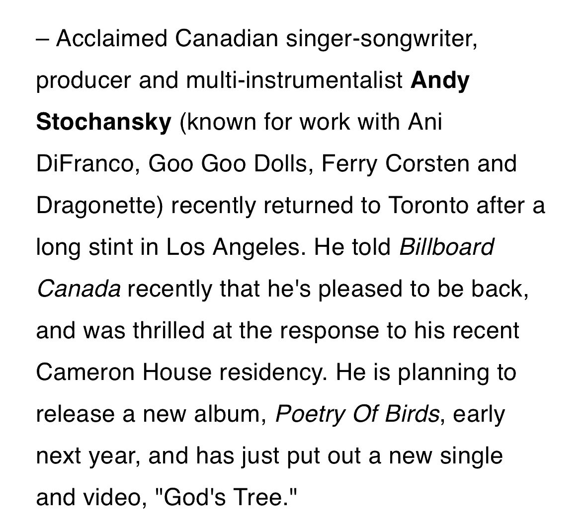 House of Andy (@houseofandy) on Twitter photo Thank you for the mention <a href="/billboardca/">Billboard Canada</a> Kerry Doole and for putting the “God’s Tree” video up as well. Thank you for the mention <a href="/billboardca/">Billboard Canada</a> Kerry Doole and for putting the “God’s Tree” video up as well.
