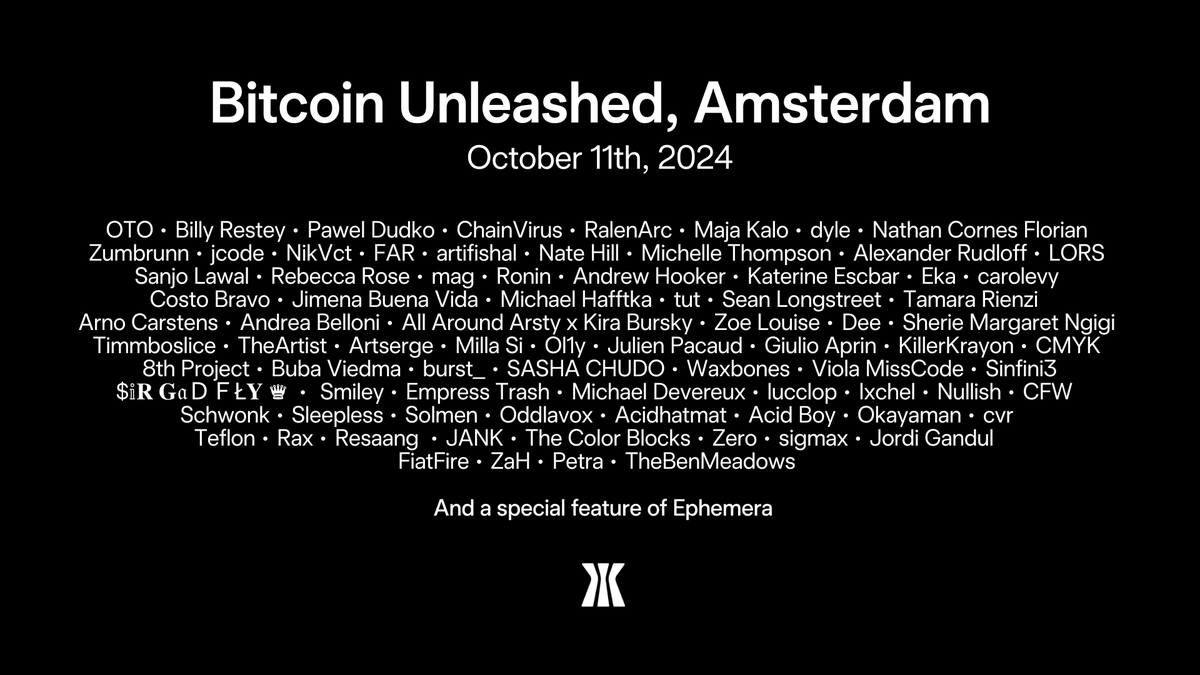 📢 Announcing the lineup for Bitcoin Unleashed | Ordinals Takeover Amsterdam on Friday, October 11th ✨
